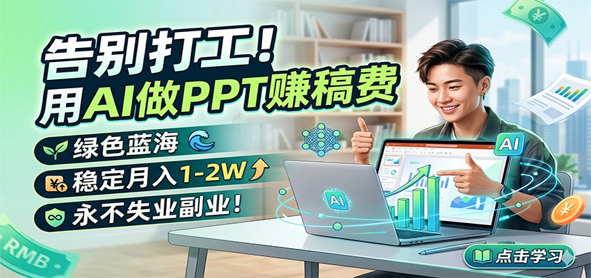 告别打工!用AI做PPT赚稿费,绿色蓝海,稳定月入1-2W,永不失业副业!-智云网