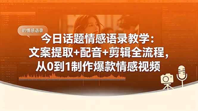 （18719期）今日话题情感语录教学：文案提取+配音+剪辑全流程，从0到1制作爆款情感视频-智云网