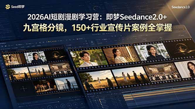 （19055期）2026AI短剧漫剧学习营：即梦Seedance2.0+九宫格分镜，150+行业宣传片案例全掌握-智云网