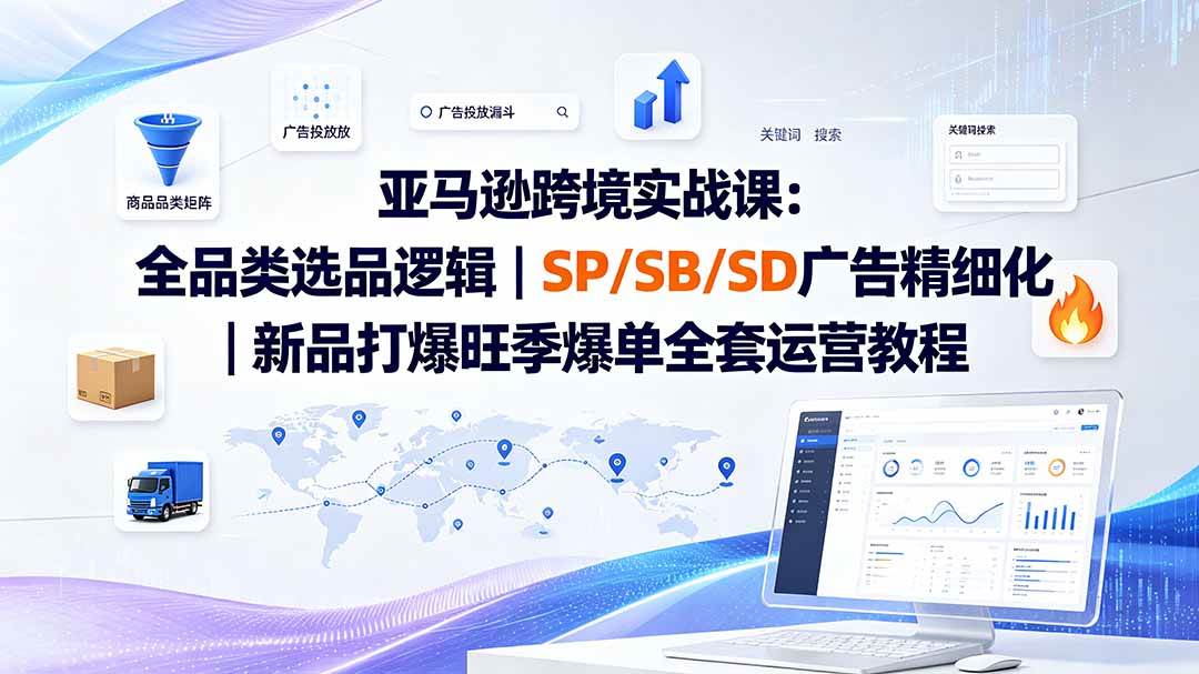 （19563期）亚马逊跨境实战课-更新：全品类选品逻辑｜SP/SB/SD广告精细化｜新品打爆旺季爆单全套运营教程-智云网