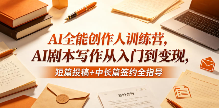 AI全能创作人训练营,AI剧本写作从入门到变现,短篇投稿+中长篇签约全指导-智云网