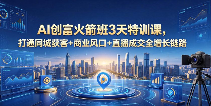 AI创富火箭班3天特训课，打通同城获客+商业风口+直播成交全增长链路，2026年4月新课-智云网