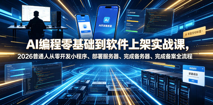 AI编程零基础到软件上架实战课，2026普通人从零开发小程序、部署服务器、完成备案全流程项目落地教程-智云网