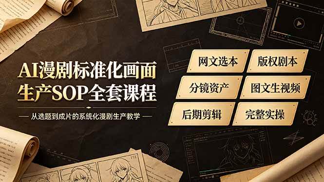 （19806期）AI漫剧标准化画面生产SOP全套课程-更新，网文选本版权剧本分镜资产全覆盖，图文生视频后期剪辑完整实操教学-智云网