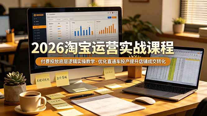 (19075期)2026 淘宝运营实战课程,付费投放底层逻辑实操教学,优化直通车投产提升店铺成交转化-智云网