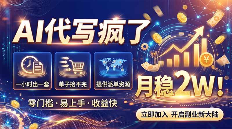 （19788期）2026捡钱副业：AI写稿一单5张，免费派单群，0门槛直接干-智云网