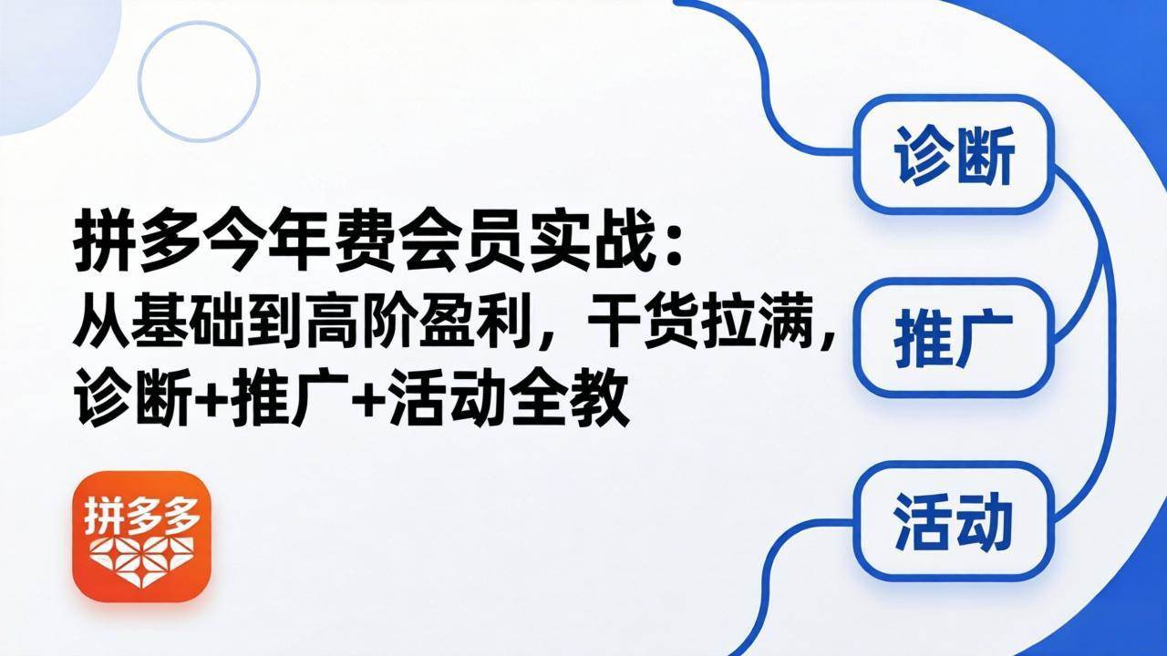 （18407期）拼多多年费会员实战(更新26年5月11)：从基础到高阶盈利，干货拉满，诊断+推广+活动全教-智云网