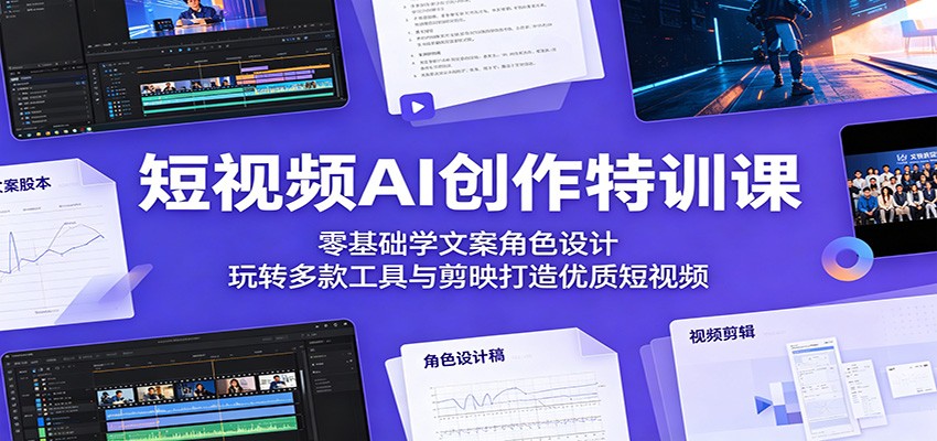 短视频AI创作特训课：零基础学文案角色设计，玩转多款工具与剪映打造优质短视频-智云网