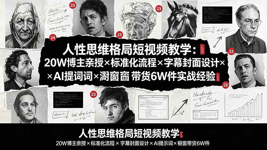 (19538期)人性思维格局短视频教学:20W博主亲授×标准化流程×字幕封面设计×AI提示词×橱窗带货6W件实战经验-智云网