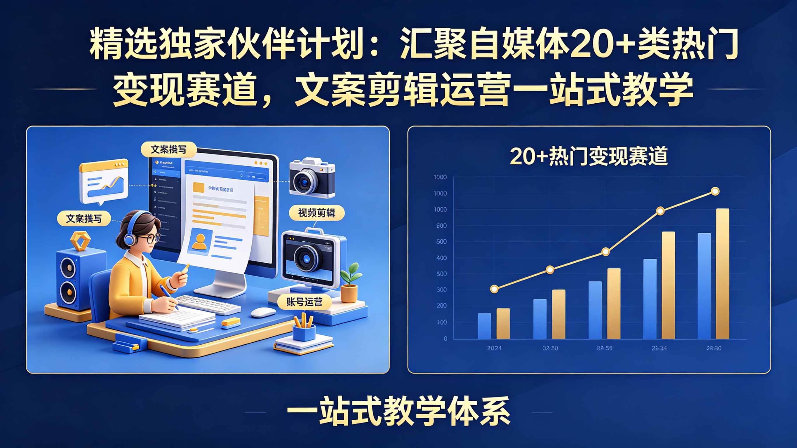 (18478期)精选独家伙伴计划:汇聚自媒体20+类热门变现赛道,文案剪辑运营一站式教学-智云网