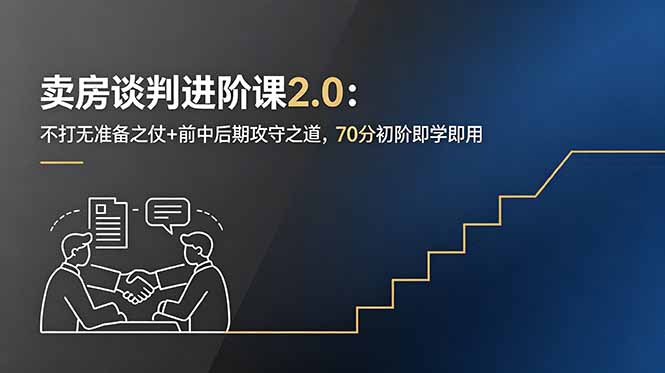 卖房谈判进阶课2.0:不打无准备之仗+前中后期攻守之道,70分初阶即学即用-智云网