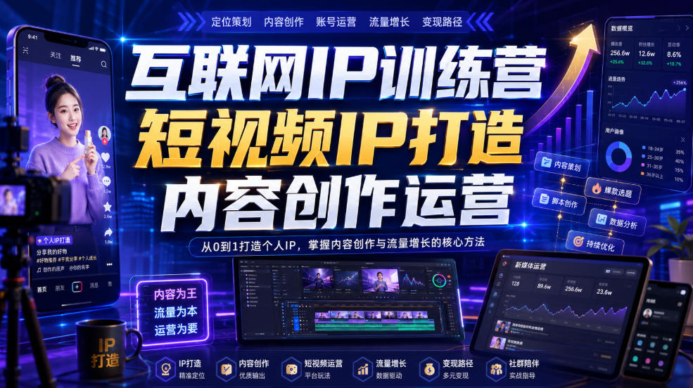 互联网IP训练营，短视频IP打造，内容创作运营-智云网