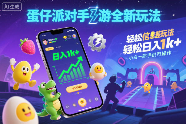 蛋仔派对手游全新玩法,轻松日入1k+,风口信息差玩法,当天见收益,小白一部手机可操作-智云网