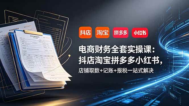 （19001期）电商财务全套实操课：抖店淘宝拼多多小红书，店铺取数+记账+报税一站式解决-智云网