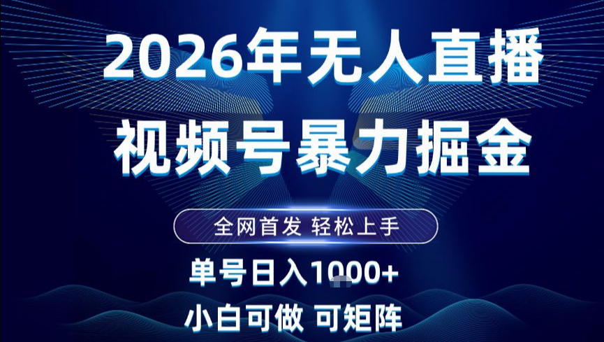 2026最新视频号无人直播掘金，全网首发，小白可以玩，长期稳定日入1k+【揭秘】-智云网