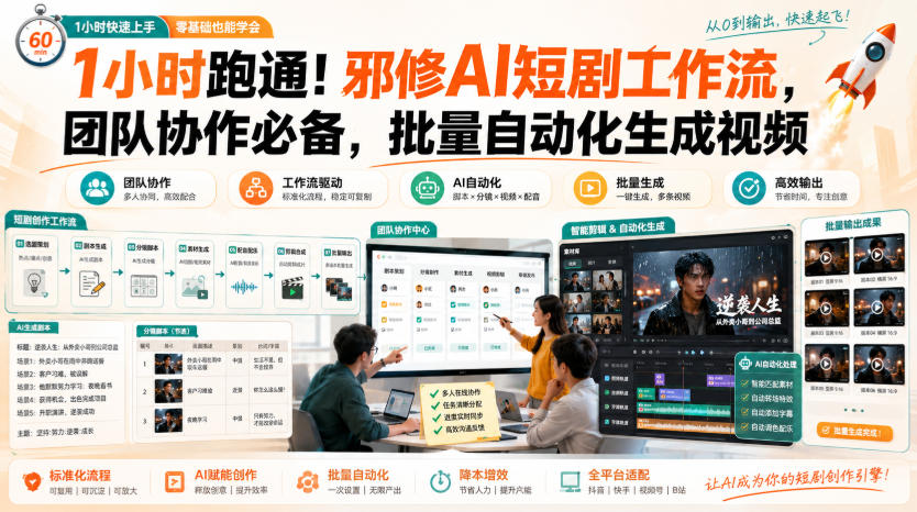 1小时跑通！邪修AI短剧工作流，团队协作必备，批量自动化生成视频-智云网