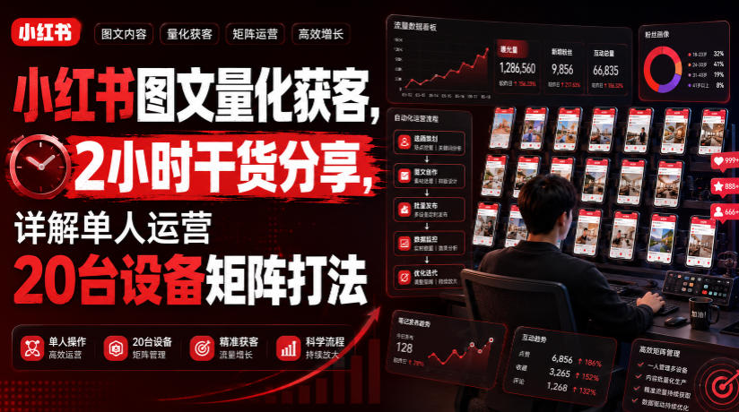 小红书图文量化获客，2小时干货分享，详解单人运营20台设备矩阵打法-智云网