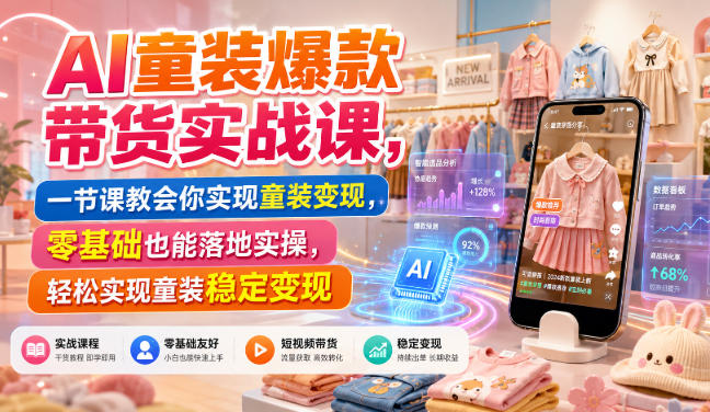 AI童装爆款带货实战课，一节课教会你实现童装变现，零基础也能落地实操-智云网