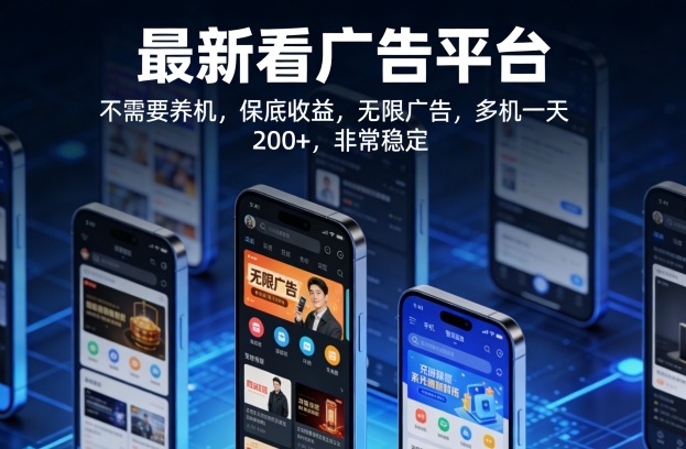 最新看广告平台，不需要养机，保底收益，无限广告，多机一天200+，非常稳定【揭秘】-智云网
