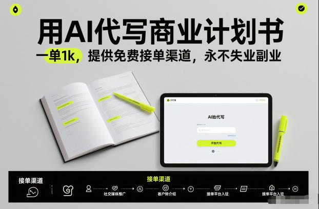 用AI代写商业计划书，一单1k，提供免费接单渠道，永不失业副业-智云网