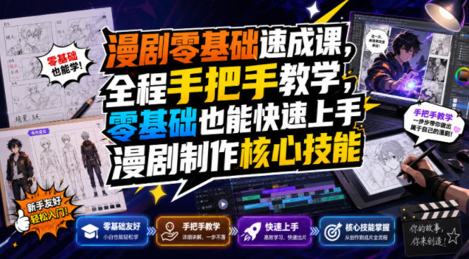 漫剧零基础速成课，全程手把手教学，零基础也能快速上手漫剧制作核心技能-智云网