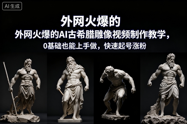 外网火爆的AI古希腊雕像视频制作教学，0基础也能上手做，快速起号涨粉-智云网