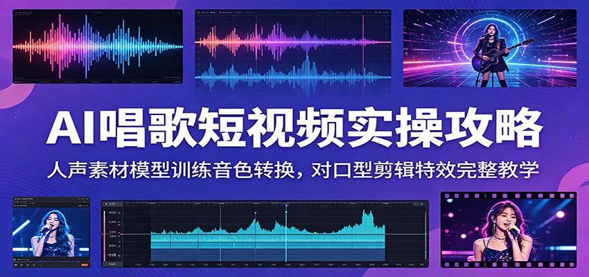 AI唱歌短视频实操攻略：人声素材模型训练音色转换，对口型剪辑特效完整教学-智云网