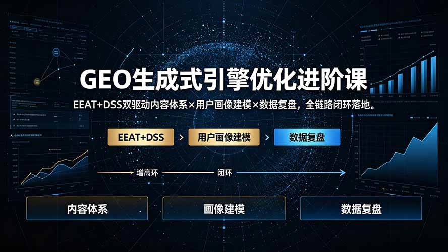 （19269期）GEO生成式引擎优化进阶课：EEAT+DSS双驱动内容体系×用户画像建模×数据复盘，全链路闭环落地-智云网