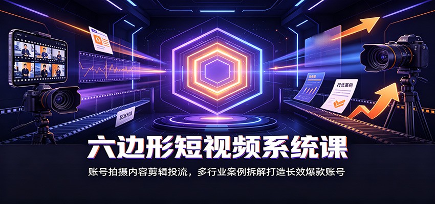 六边形短视频系统课：账号拍摄内容剪辑投流，多行业案例拆解打造长效爆款账号-智云网