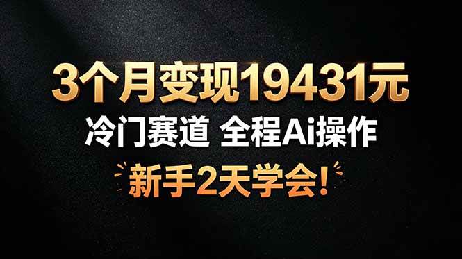 （19096期）3个月变现19431元，冷门赛道 全程Ai操作，新手2天学会！-智云网