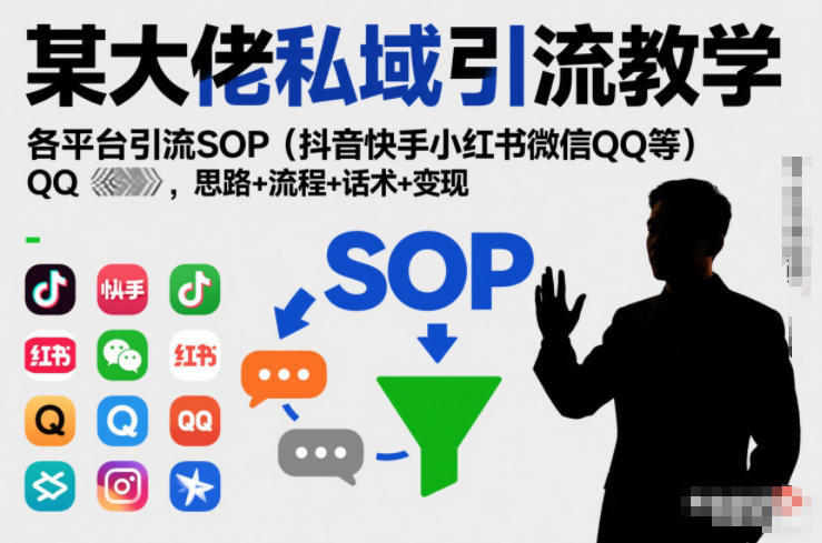 某大佬私域引流教学,各平台引流SOP(抖音快手小红书微信QQ等),思路+流程+话术+变现(更新0708)-智云网