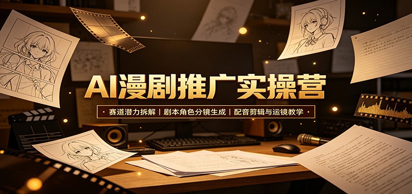 AI漫剧推广实操营:赛道潜力拆解,剧本角色分镜生成,配音剪辑与运镜教学-智云网