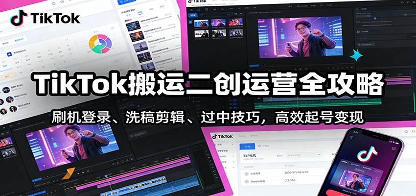 TikTok搬运二创运营全攻略:刷机登录、洗稿剪辑 、过中技巧,高效起号变现-智云网