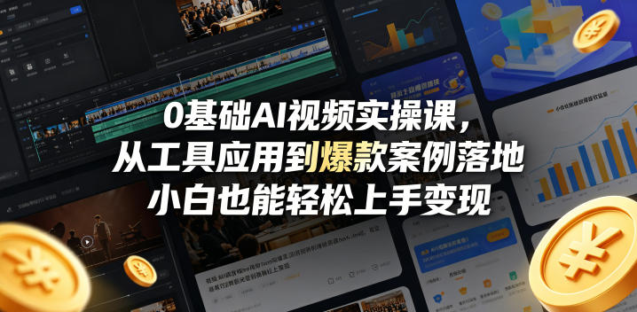 0基础AI视频实操课,从工具应用到爆款案例落地,小白也能轻松上手变现-智云网