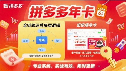 拼多多年卡,拼多多全链路运营底层逻辑,超级爆单术【更新26年8月】-智云网