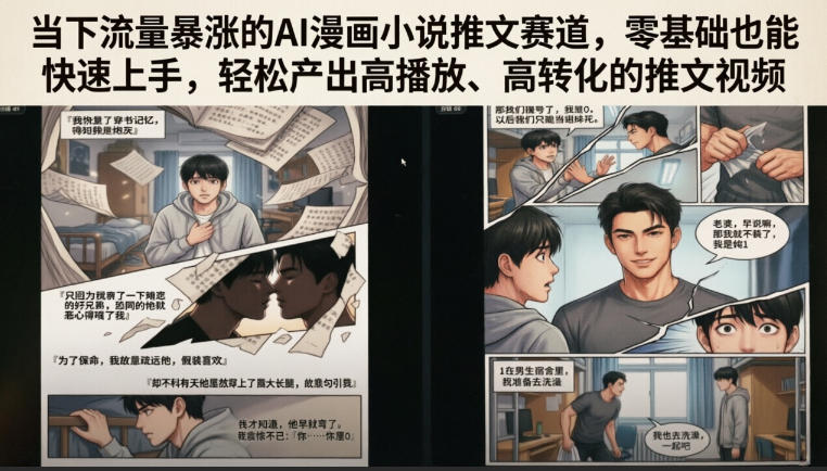 当下流量暴涨的AI漫画小说推文赛道，零基础也能快速上手，轻松产出高播放、高转化的推文视频-智云网