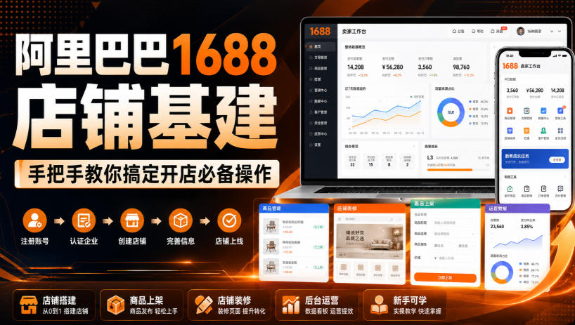 阿里巴巴1688店铺基建，手把手教你搞定开店必备操作（更新8月）-智云网
