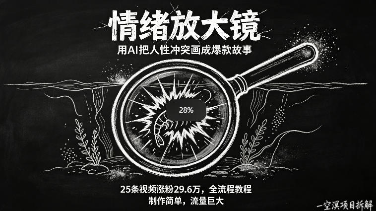 AI制作“情绪放大镜“视频,25条视频涨粉29.6W粉,流量巨大,制作简单,全流程教程-智云网