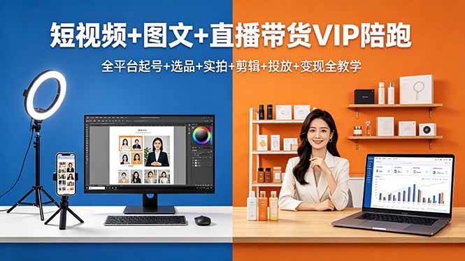 (18319期)短视频+图文+直播带货VIP陪跑,全平台起号+选品+实拍+剪辑+投放+变现全教学-智云网