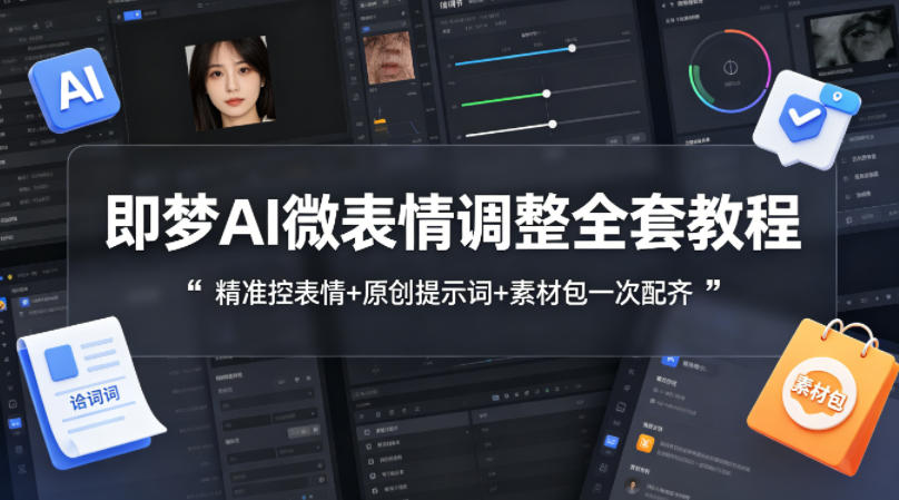 即梦AI微表情调整全套教程，精准控表情+原创提示词+素材包一次配齐