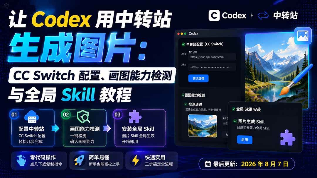 （19777期）让 Codex 用中转站生成图片：CC Switch 配置、画图能力检测与全局 Skill 教程-智云网