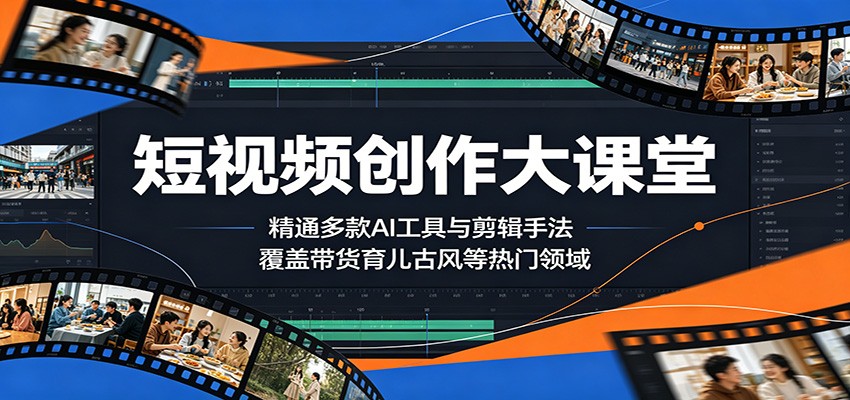 短视频创作大课堂：精通多款AI工具与剪辑手法，覆盖带货、育儿、古风等热门领域-智云网