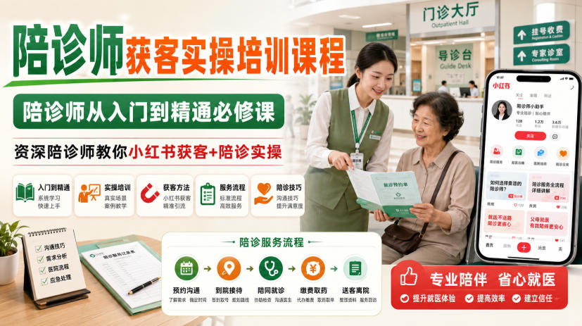 陪诊师获客实操培训课程，陪诊师从入门到精通必修课，资深陪诊师教你小红书获客+陪诊实操-智云网