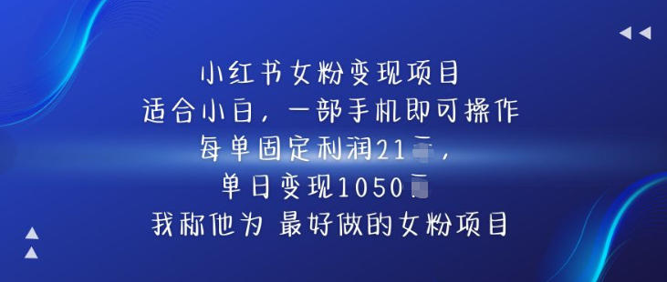 小红书女粉变现项目,单日变现1k+,最好做的女粉项目