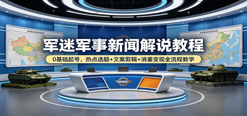 军迷军事新闻解说教程：0基础起号，热点选题+文案剪辑+消重变现全流程教学-智云网