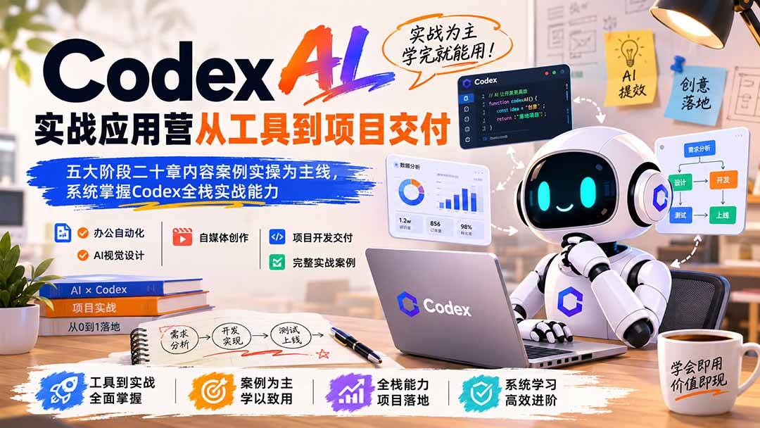 (19854期)Codex AI实战应用营从工具到项目交付;五大阶段二十章内容案例实操为主线,系统掌握Codex全栈实战能力-智云网