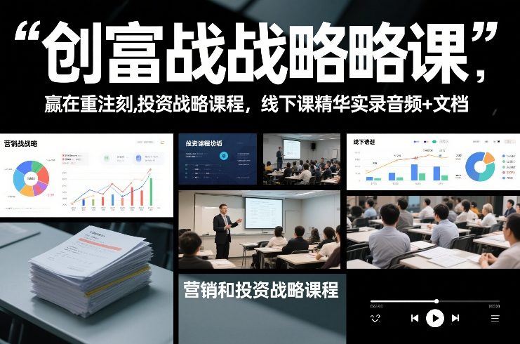 创富战略课，赢在重注时刻，营销和投资战略课程，线下课精华实录音频+文档-智云网
