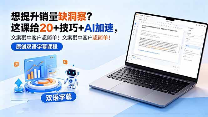（18408期）想提升销量缺洞察？这课给 20 + 技巧 + AI 加速，文案戳中客户超简单！【原创双语字幕】-智云网