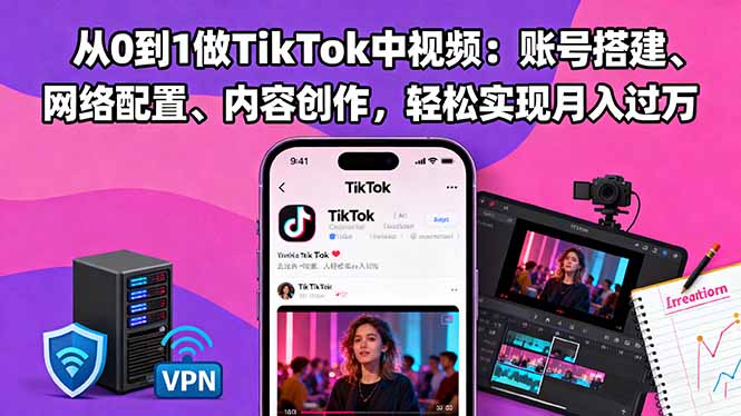 从0到1做TikTok中视频:账号搭建、网络配置、内容创作,轻松实现月入过万-智云网