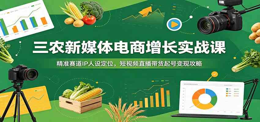 三农新媒体电商增长实战课:精准赛道IP人设定位,短视频直播带货起号变现攻略-智云网